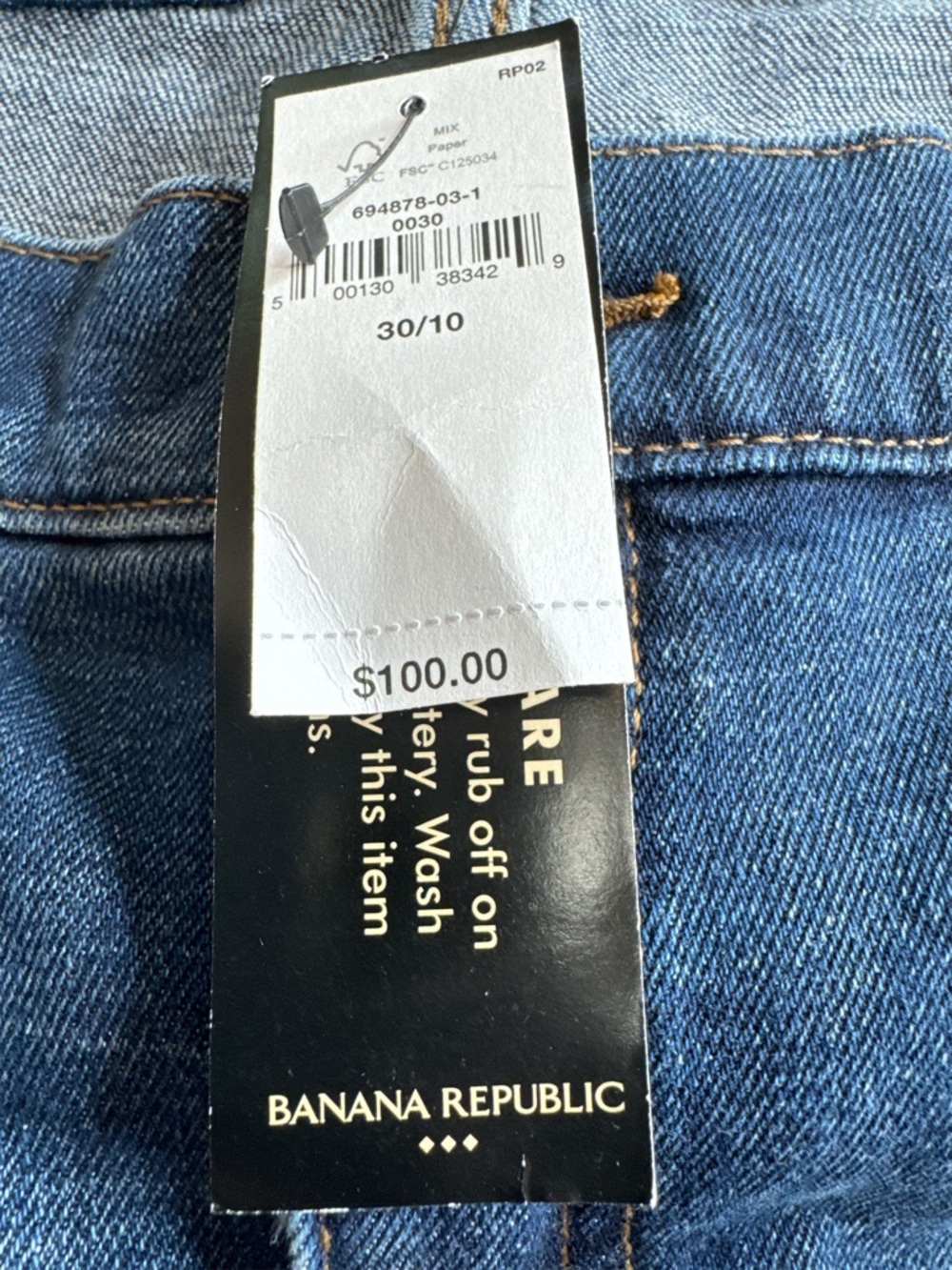 BANANA REPUBLIC Dark Blue High-Rise Straight Fit Cuffed Ankle Jean - Picture 7 of 13